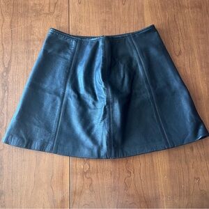 Vintage 90’s A-Line Black Leather Skirt Size 8